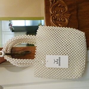 White Pearl Beaded Women's Bag